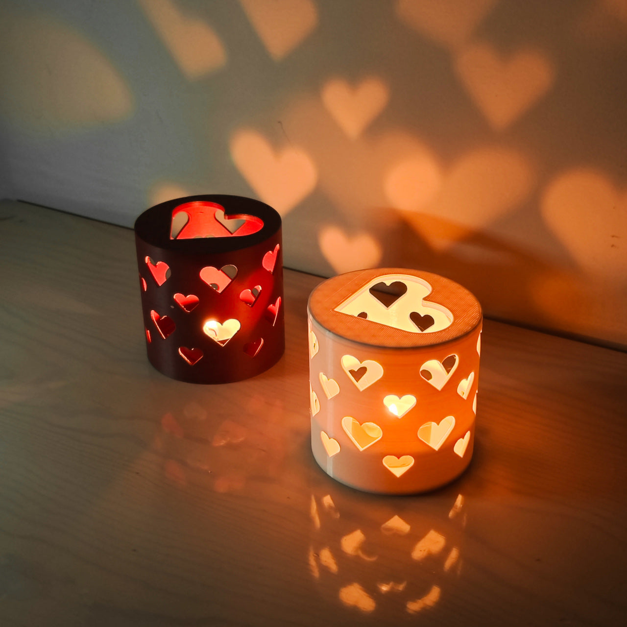 Peace N Joy Light of Love - Set of 2 Romantic Tealight Holders with Heart Shadows for Couples & Special Occasions