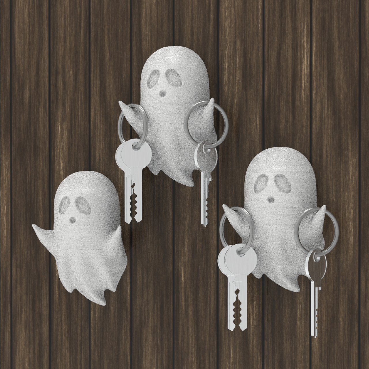 Peace N Joy Ghost Key Holder - Halloween Wall Hook for Keys - Set of 3 | Cute Floating Ghost Design