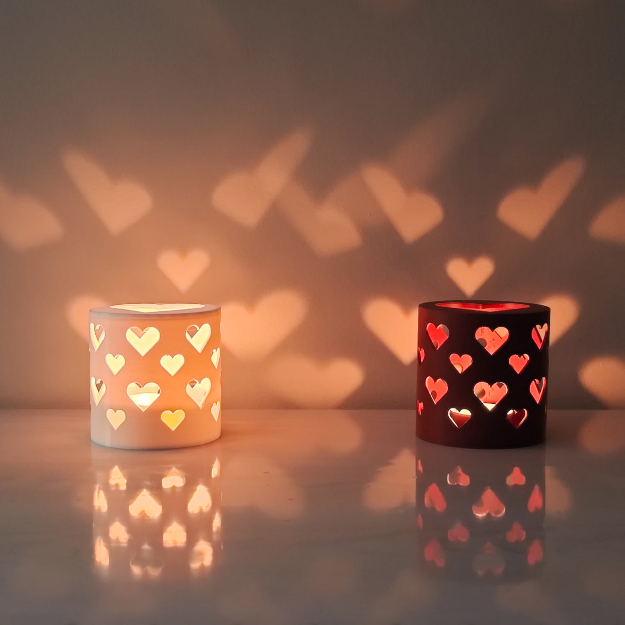 Peace N Joy Light of Love - Set of 2 Romantic Tealight Holders with Heart Shadows for Couples & Special Occasions