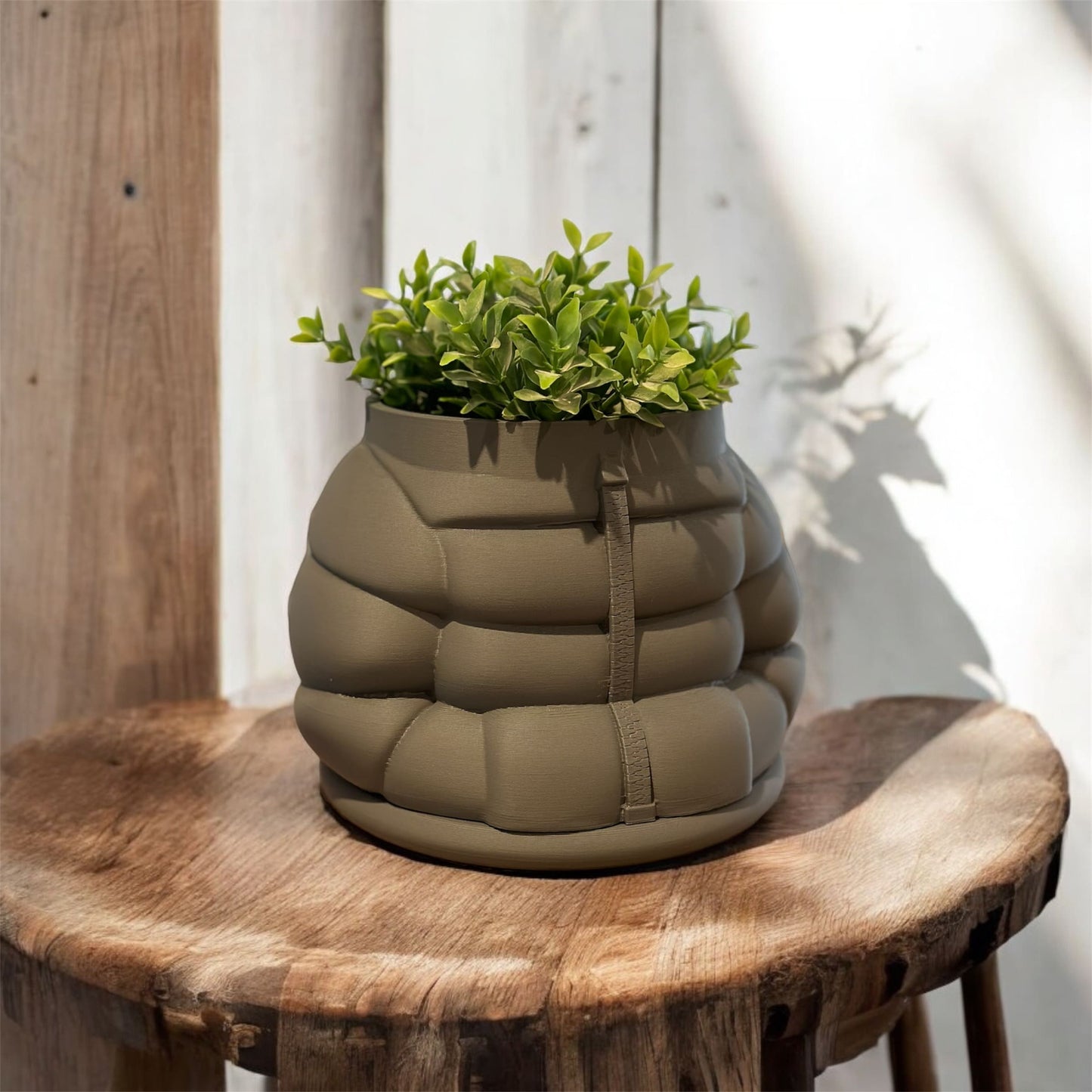 Peace N Joy - Inflated Jacket Planter Pot | Unique Puffer-Inspired Modern Indoor Plant Holder for Home & Office Decor