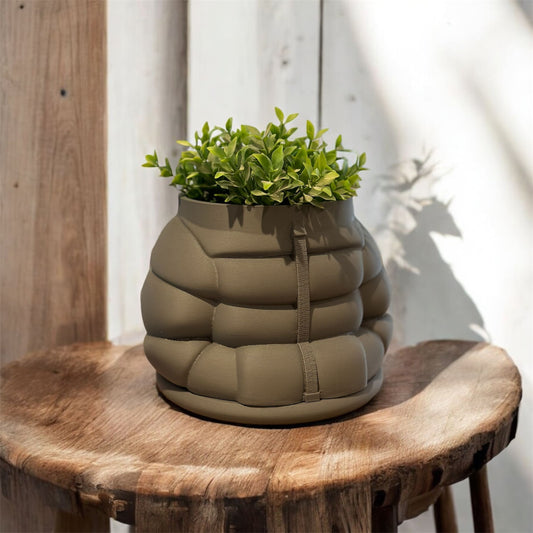 Peace N Joy - Inflated Jacket Planter Pot | Unique Puffer-Inspired Modern Indoor Plant Holder for Home & Office Decor