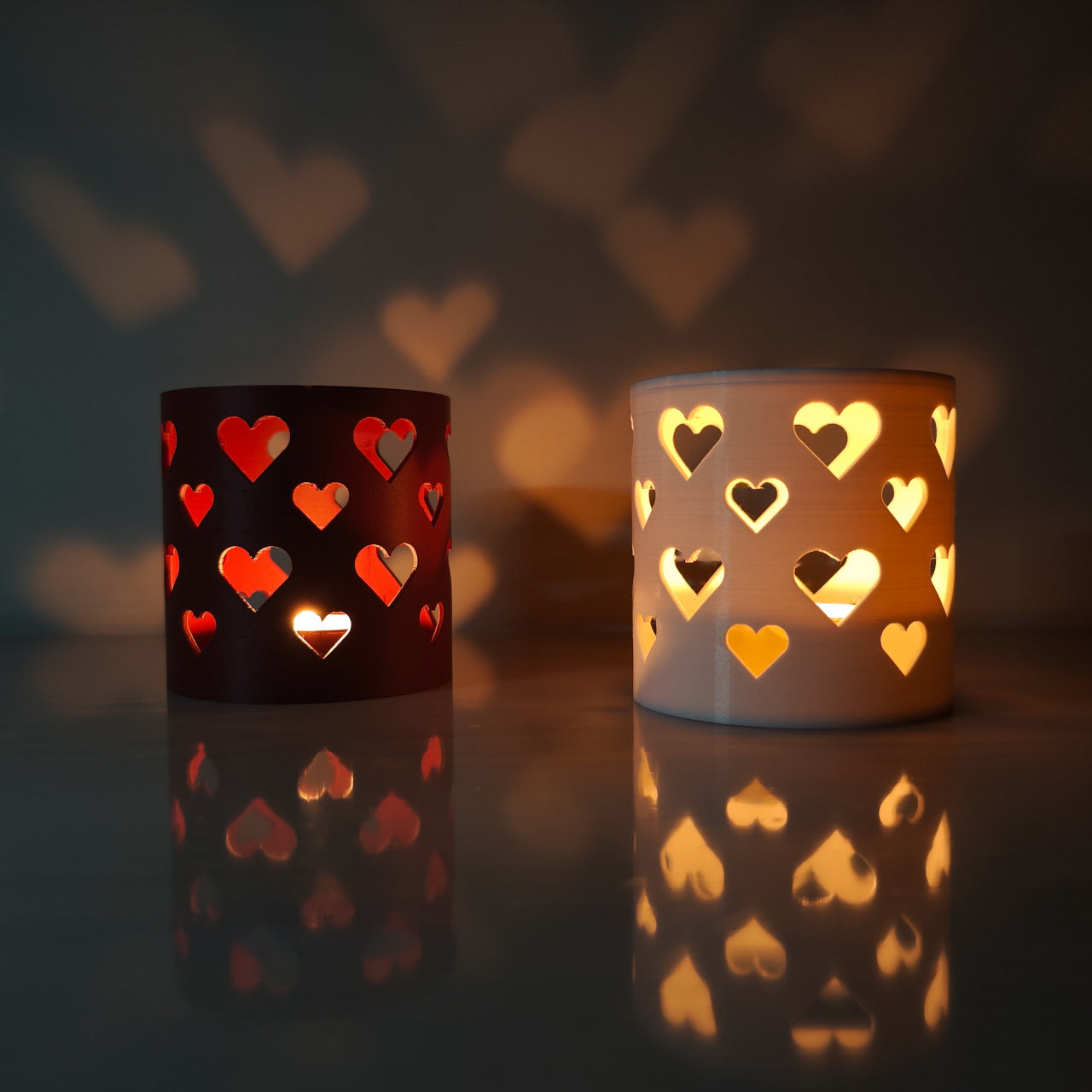 Peace N Joy Light of Love - Set of 2 Romantic Tealight Holders with Heart Shadows for Couples & Special Occasions