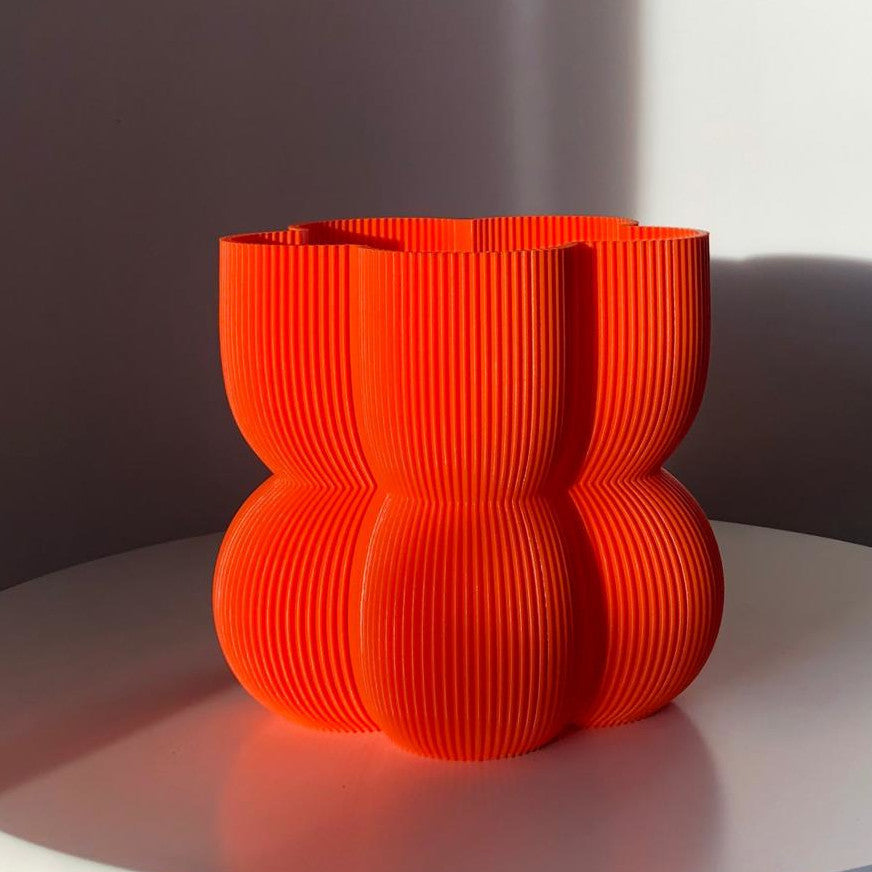 Peace N Joy CARIBE N02 POT - Modern Sculptural Planter with Bold Ribbed Design | Contemporary Luxury Home Decor Accent