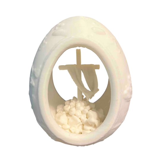 Peace N Joy The Cross Easter Egg - Religious Easter Decoration | Christian Resurrection Display | Unique Christian Gift - White