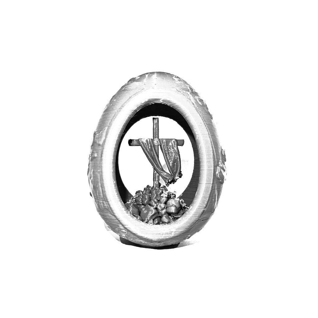 Peace N Joy The Cross Easter Egg - Religious Easter Decoration | Christian Resurrection Display | Unique Christian Gift - Grey