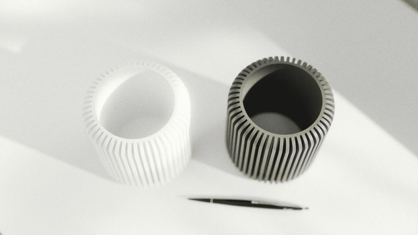 Peace N Joy Modern Ribbed & Twisted Pencil Holder - Stylish Desk Organizer for Home & Office - Black - Style 2