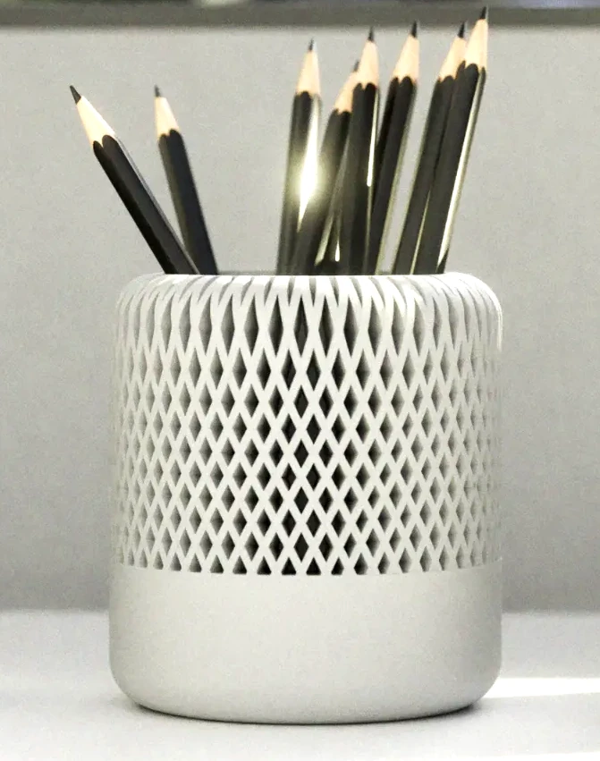 Peace N Joy Modern Ribbed & Twisted Pencil Holder - Stylish Desk Organizer for Home & Office - White - Style 3