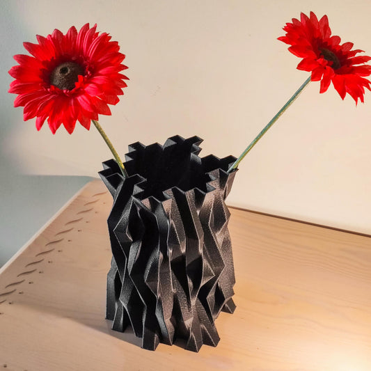 Peace N Joy MATERIA NEGRA VASE - Sculptural Black Decorative Vase for Modern Interiors