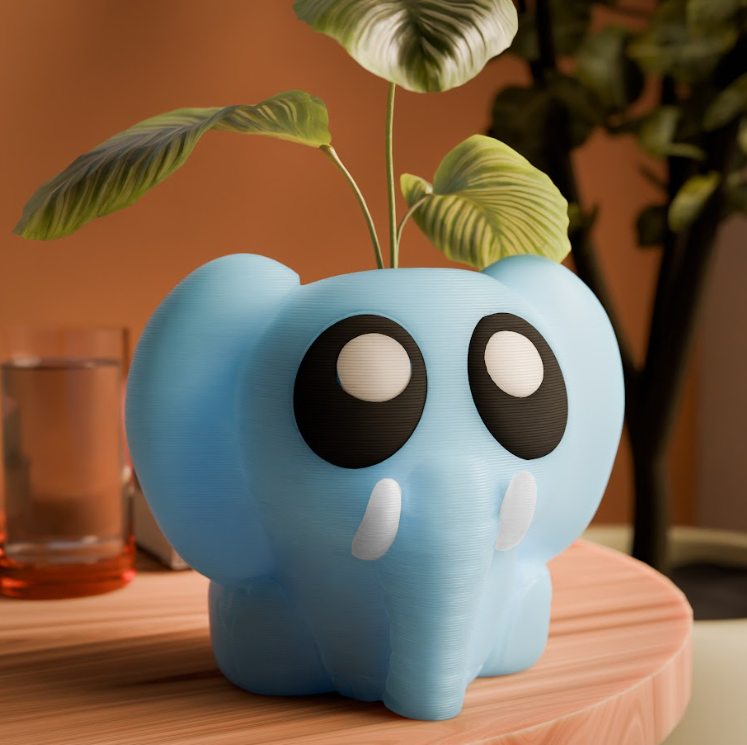 Peace N Joy Elephant Planter - Cute Blue Animal Pot for Indoor Plants & Succulents | Perfect for Elephant & Animal Lovers