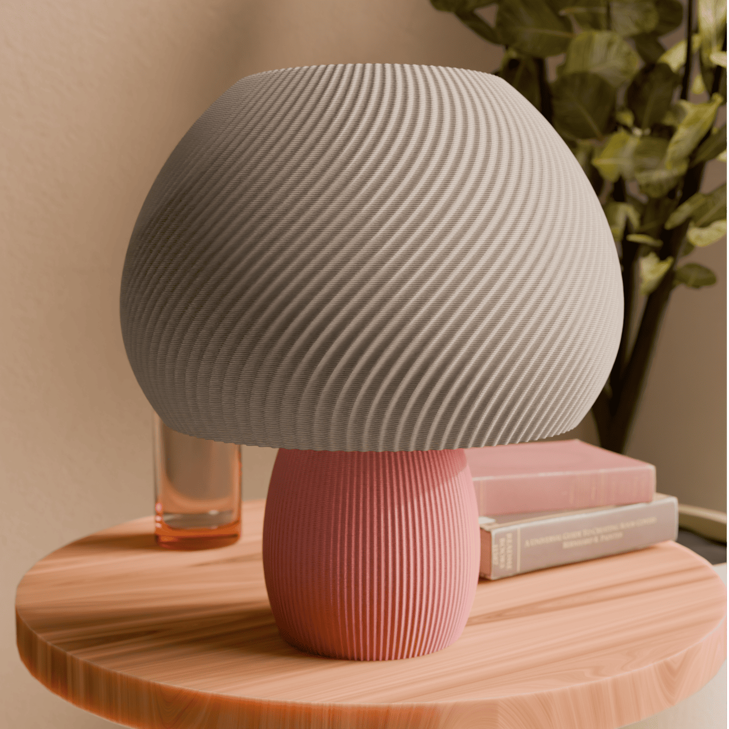 Rippled Mushroom Twisted Lamp by Peace N Joy - Modern Luxury Accent Table Lamp