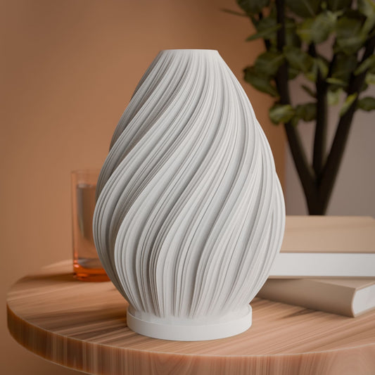 Spiral Flame Lampshade - Luxury Sculptural Lamp Shade for Elegant Home Lighting | Designed by kraken.stl | Produced by Peace N Joy | Ambient Accent Light for Living Room Bedroom & Office