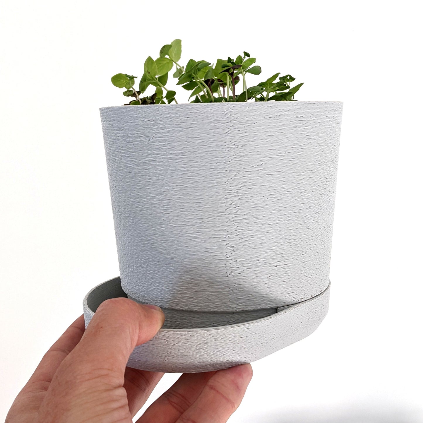 Peace N Joy - PLANTER 03 | Self-Watering Indoor Planter with Minimalist Design - Elegant White Texture for Modern Home & Office Decor