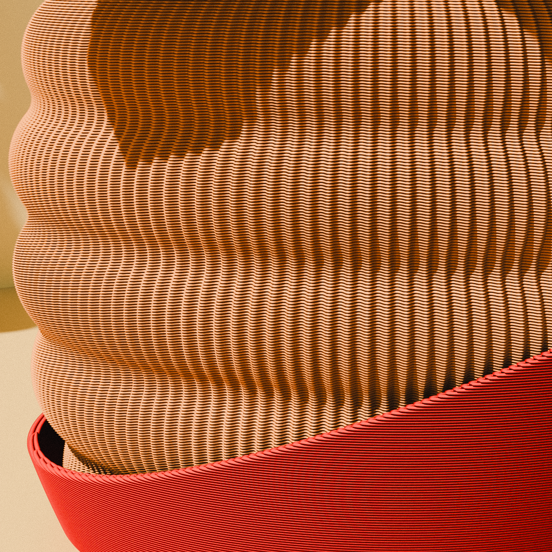 Peace N Joy Hive Textured Planter Pot - Designer Indoor Plant Pot with Sculptural Modern Aesthetic - Terracotta Look with Red Accent Base