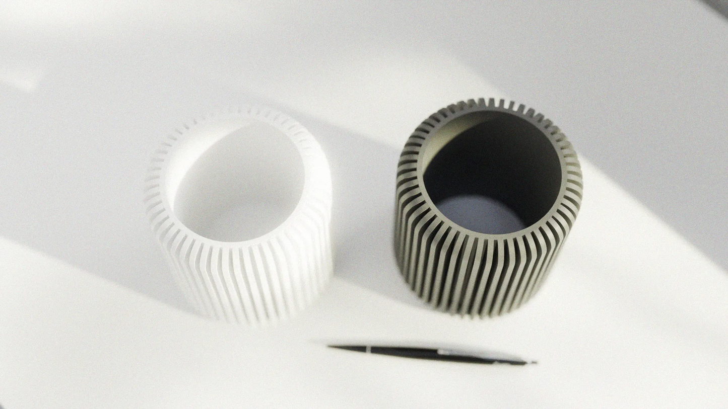 Peace N Joy Modern Ribbed & Twisted Pencil Holder - Stylish Desk Organizer for Home & Office - White - Style 1