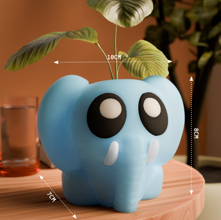 Peace N Joy Elephant Planter - Cute Blue Animal Pot for Indoor Plants & Succulents | Perfect for Elephant & Animal Lovers