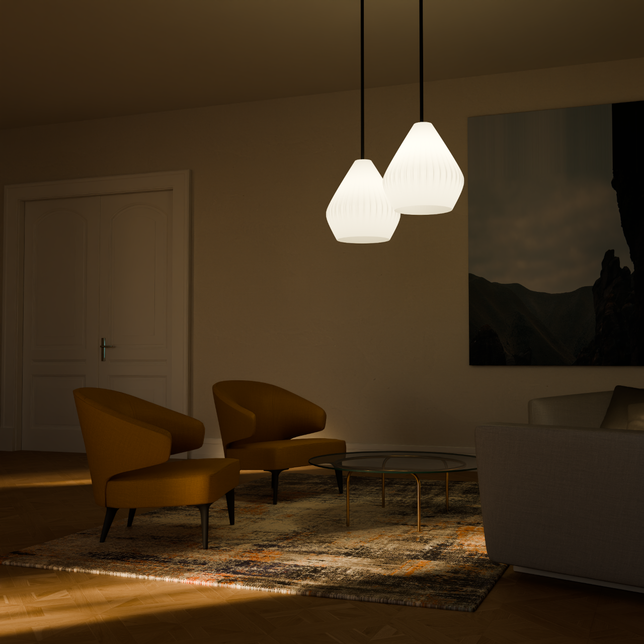 Bell Pendant Lamp by Peace N Joy - Modern Luxury Ribbed Ceiling Light