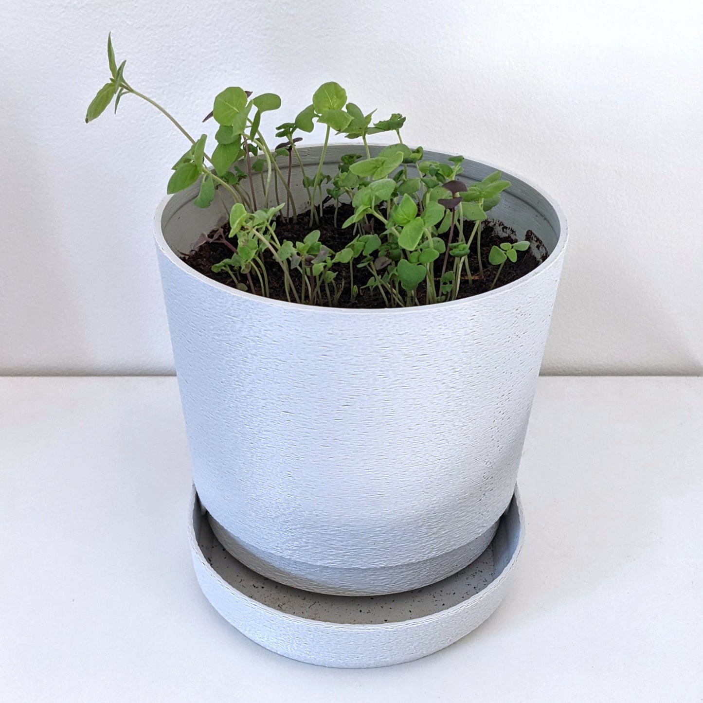 Peace N Joy - PLANTER 03 | Self-Watering Indoor Planter with Minimalist Design - Elegant White Texture for Modern Home & Office Decor
