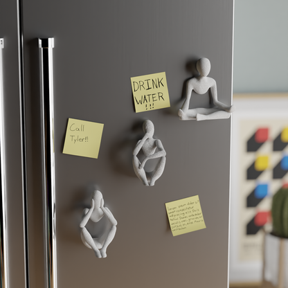 Peace N Joy Nobody Magnets | Luxury Abstract Fridge Magnets for Home & Office Decor | Modern Minimalist Magnetic Figures - Set of 3