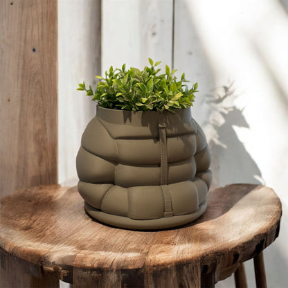 Peace N Joy - Inflated Jacket Planter Pot | Unique Puffer-Inspired Modern Indoor Plant Holder for Home & Office Decor