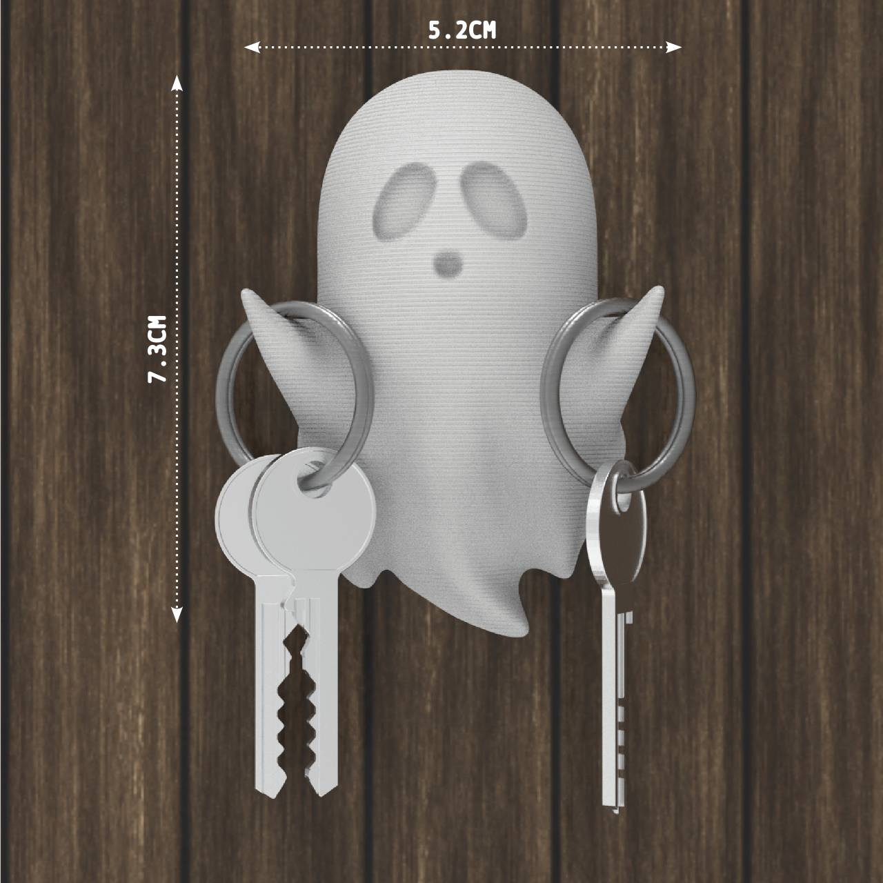 Peace N Joy Ghost Key Holder - Halloween Wall Hook for Keys - Set of 3 | Cute Floating Ghost Design