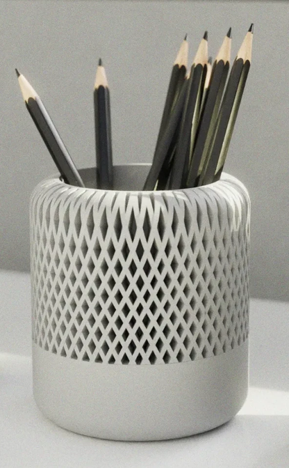 Peace N Joy Modern Ribbed & Twisted Pencil Holder - Stylish Desk Organizer for Home & Office - White - Style 3