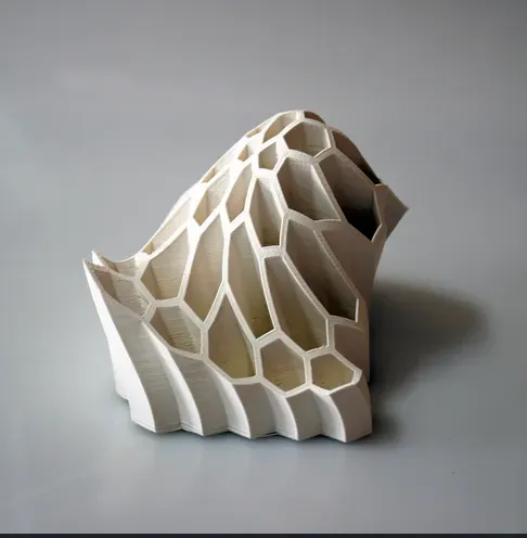 Peace N Joy Modern Geometric Pen & Pencil Holder - Unique Desk Organizer for Home & Office - White