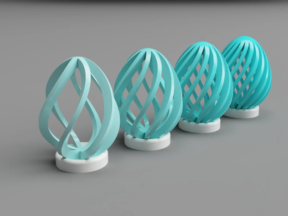 Peace N Joy Elegant 3D Spiral Easter Egg Ornaments with stand - Modern Decorative Egg Set with Swirl Design - Unique Home & Tabletop Decor - Pack of 6