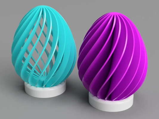 Peace N Joy Elegant 3D Spiral Easter Egg Ornaments with stand - Modern Decorative Egg Set with Swirl Design - Unique Home & Tabletop Decor - Pack of 6