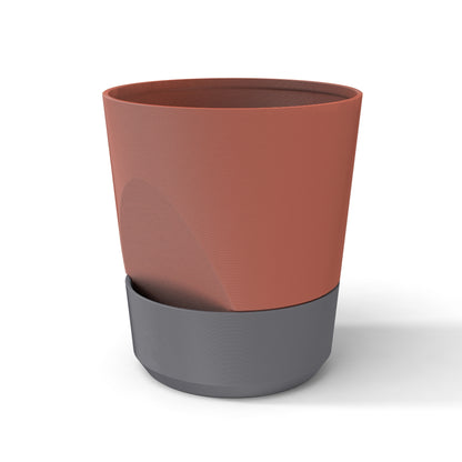 Peace N Joy - PLANTER 01 | Modern Self-Watering Indoor Planter Pot with Base - Contemporary Terracotta & Graphite Finish | Stylish Home & Office Decor