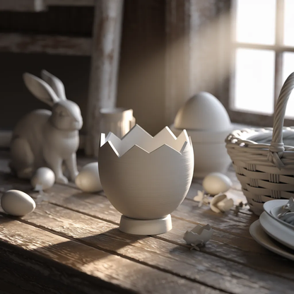 Peace N Joy Easter Egg Cup - Ceramic Egg Holder for Soft Boiled Eggs - Decorative Spring Tableware - Set Of 4