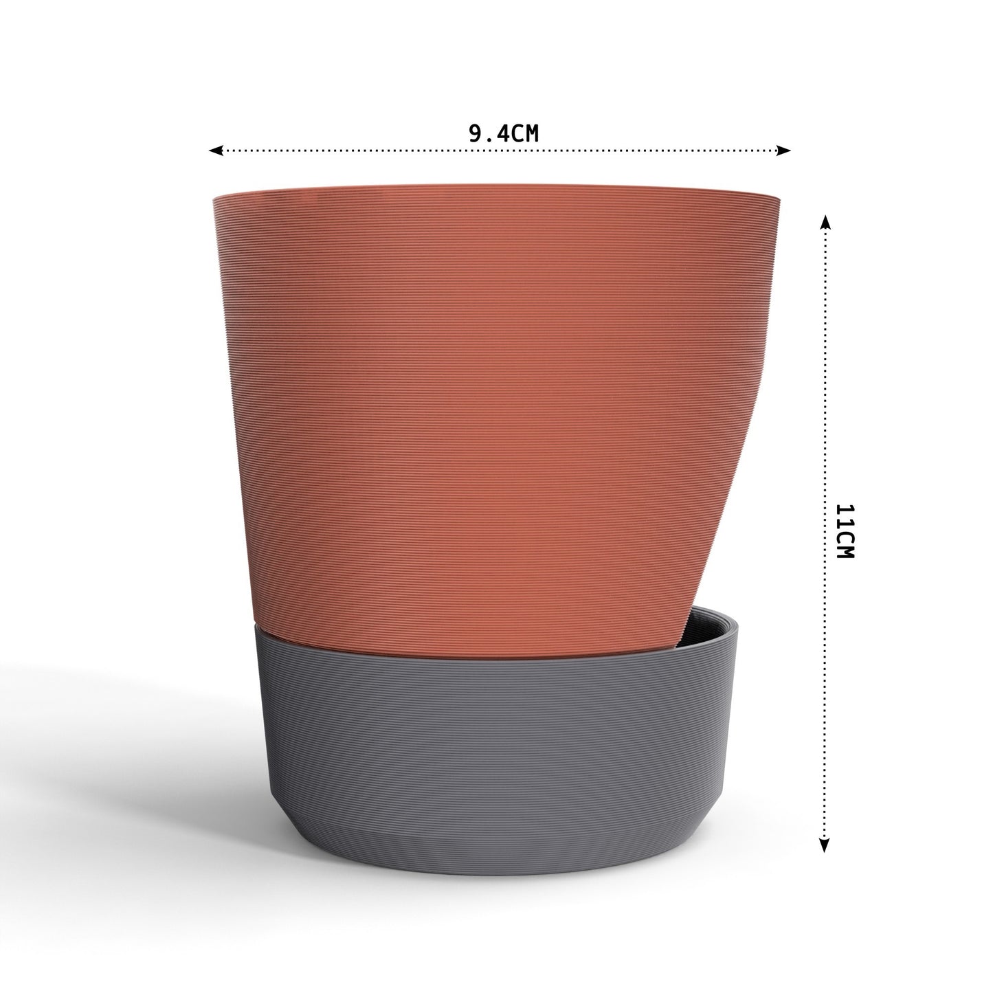 Peace N Joy - PLANTER 01 | Modern Self-Watering Indoor Planter Pot with Base - Contemporary Terracotta & Graphite Finish | Stylish Home & Office Decor