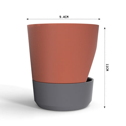 Peace N Joy - PLANTER 01 | Modern Self-Watering Indoor Planter Pot with Base - Contemporary Terracotta & Graphite Finish | Stylish Home & Office Decor