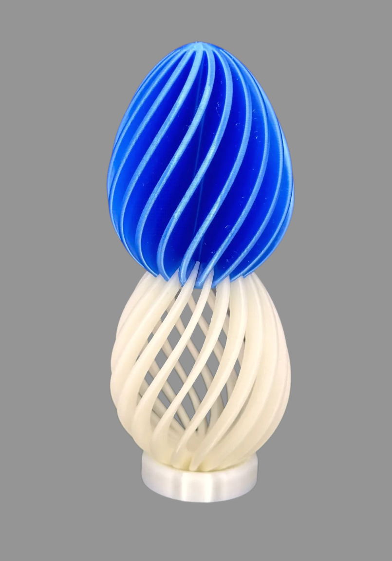 Peace N Joy Elegant 3D Spiral Easter Egg Ornaments with stand - Modern Decorative Egg Set with Swirl Design - Unique Home & Tabletop Decor - Pack of 6