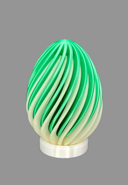 Peace N Joy Elegant 3D Spiral Easter Egg Ornaments with stand - Modern Decorative Egg Set with Swirl Design - Unique Home & Tabletop Decor - Pack of 6