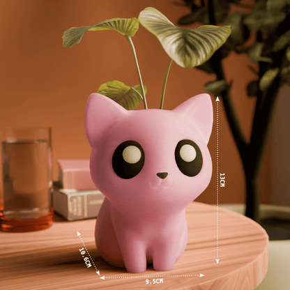 Peace N Joy Cat Planter – Cute Pink Animal Planter Pot for Small Indoor Plants & Succulents