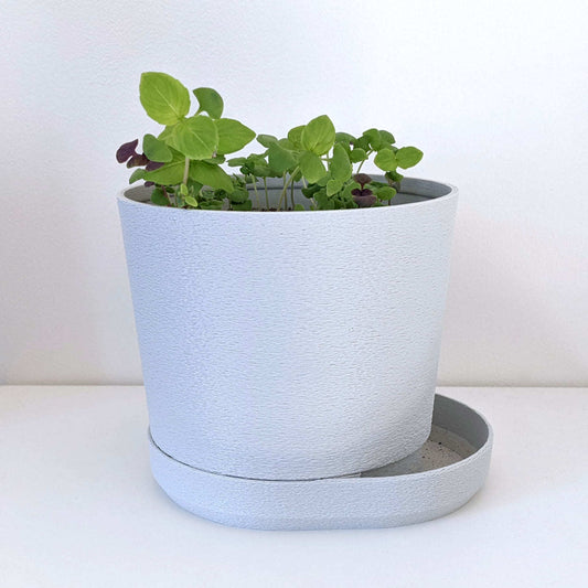 Peace N Joy – PLANTER 03 | Self-Watering Indoor Planter with Minimalist Design – Elegant White Texture for Modern Home & Office Decor