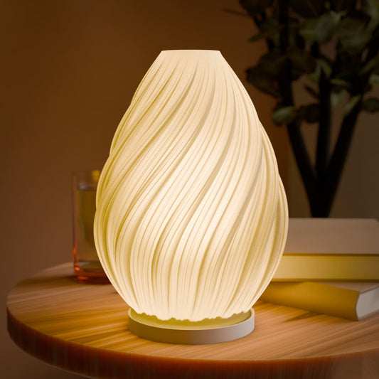 Spiral Flame Lampshade – Luxury Sculptural Lamp Shade for Elegant Home Lighting | Designed by kraken.stl | Produced by Peace N Joy | Ambient Accent Light for Living Room, Bedroom & Office