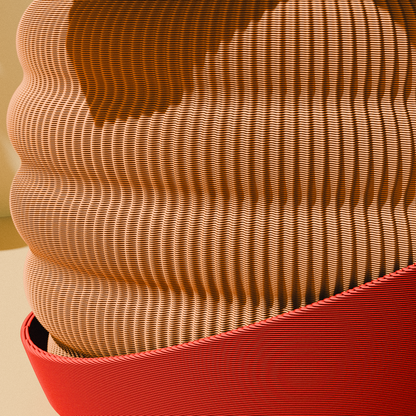 Peace N Joy Hive Textured Planter Pot - Designer Indoor Plant Pot with Sculptural Modern Aesthetic - Terracotta Look with Red Accent Base