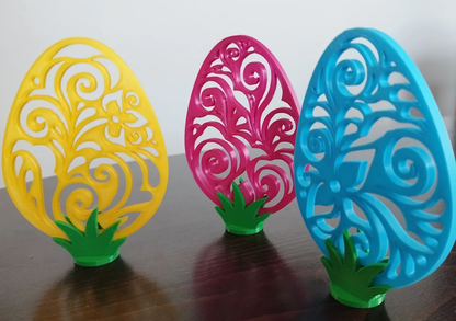 Peace N Joy Elegant Filigree Easter Egg Decorations - Set of 10 Ornamental Eggs with Floral Design