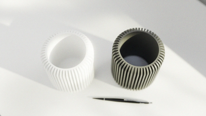 Peace N Joy Modern Ribbed & Twisted Pencil Holder - Stylish Desk Organizer for Home & Office - White - Style 1