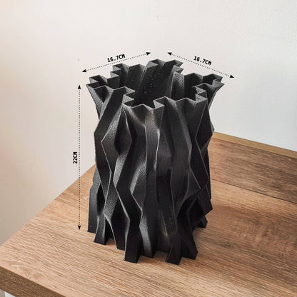 Peace N Joy MATERIA NEGRA VASE - Sculptural Black Decorative Vase for Modern Interiors